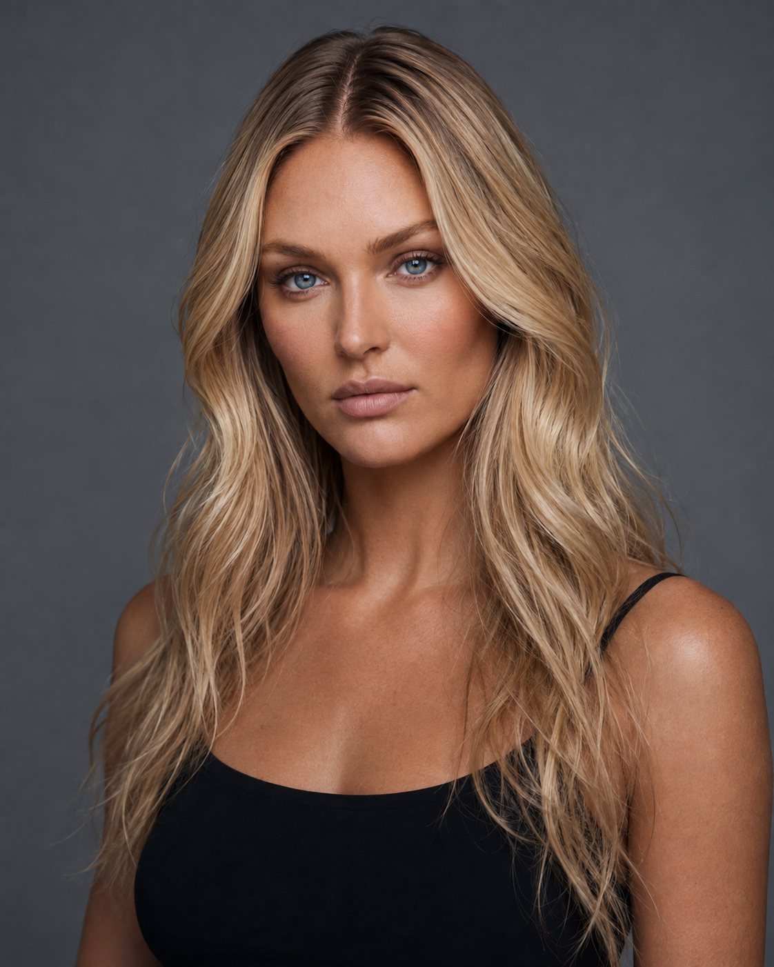 Haylie Ferguson photographed in a black top against a grey backdrop, natural-light press image of the artist
